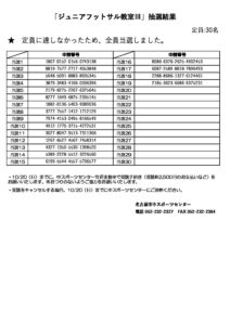 定期スポーツ教室抽選結果（ジュニアフットサル教室Ⅲ）のサムネイル